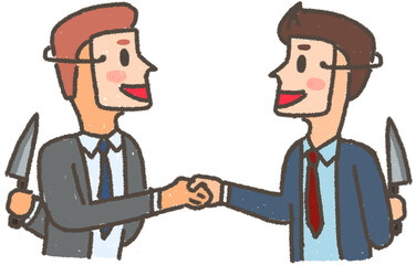 Even a businessman wearing a mask face to face