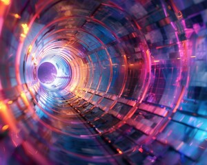 Obraz premium A dynamic and vibrant image of a particle accelerator showcasing advanced scientific research and technology