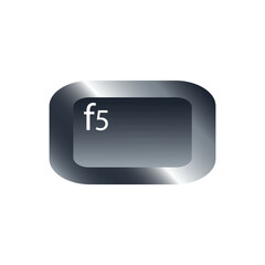 QWERTY button on laptop. Vector. F5 function keyboard with a simple editable design.