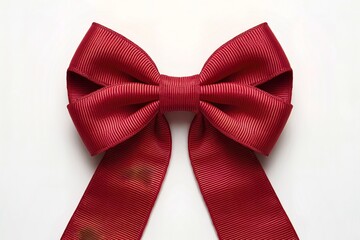 Red grosgrain bow isolated on white background