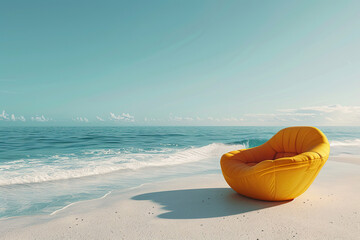 Bright sunny beach with clear skies and calm waters perfect for a relaxing day