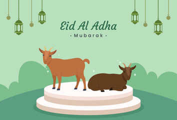 Flat design of Eid Al-Adha Mubarak background vector illustration