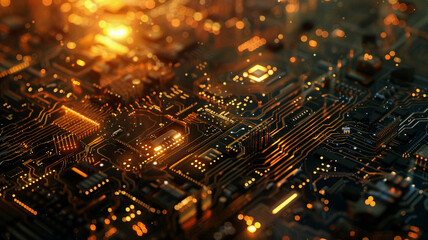 Obraz premium Close-up of intricate circuitry within IoT devices, bathed in soft, diffused light to highlight the complexity of technology