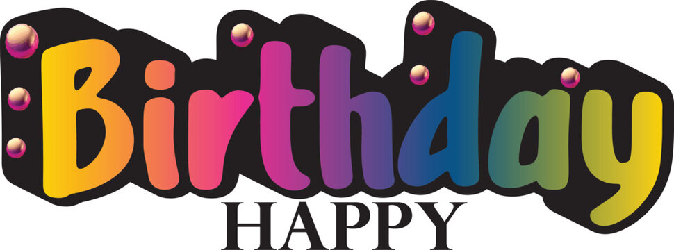 Gradient Color, Happy Brithday golden luxury text effect design