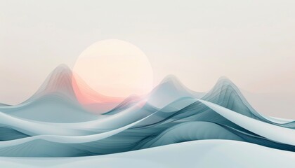 A minimalist abstract composition with clean lines and subtle gradients, evoking a sense of serenity and balance through geometric forms.