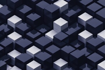 Obraz premium Isometric pattern of interconnected cubes and hexagons in a minimalist style, symbolizing complexity and structured design.