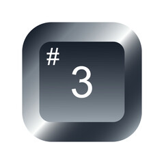 QWERTY button on laptop. Vector. The Number 3 Keyboard with a simple editable design.
