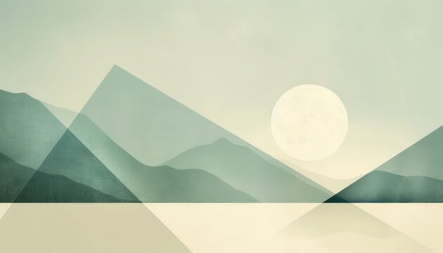 Minimalist geometric illustration showcasing intersecting shapes in a balanced composition. Subtle gradients of minimalist sage and minimalist sky blue evoke a sense of tranquility and simplicity in