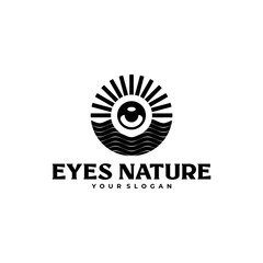 EYES NATURE VISION SUN AND SEA LOGO ICON ILLUSTRATION