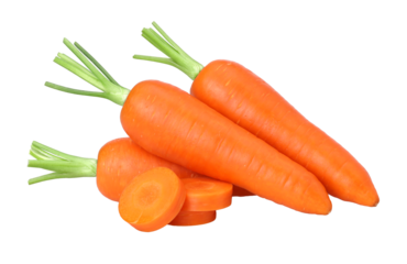 carrot and slices isolated, carrot macro studio photo, transparent PNG, PNG format