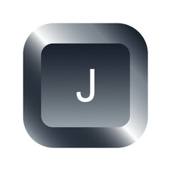 QWERTY button on laptop. Vector. J-letter keyboard with a simple editable design.