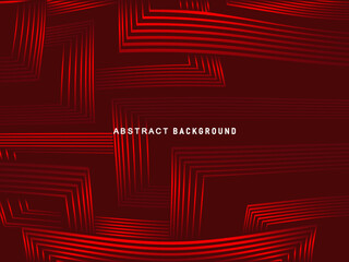 Abstract red glowing geometric lines on dark red background. Modern shiny red circle lines pattern. Futuristic technology concept, perfect for covers, posters, banners, brochures, websites, etc.