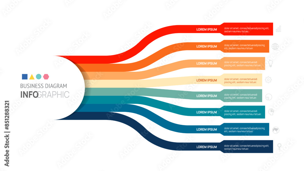 Wall mural infographic vector template with 8 steps for business. vector