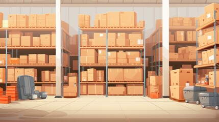 A warehouse facility optimized for storage and organization of goods with meticulous upkeep and attention to detail.