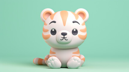 Fototapeta premium Create adorable clay tiger icons with muted pastels using Blender on a matte background with subtle gradients for a kawaii aesthetic.