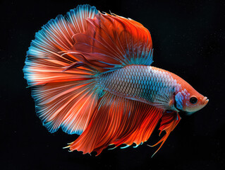 Fototapeta premium Stunning Betta Fish with Flowing Fins in Underwater Scene