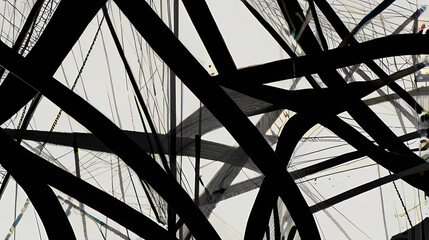 Fototapeta premium Illustrate a state of anxiety with tangled, dark lines and contrasting sharp shapes, creating a sense of tension