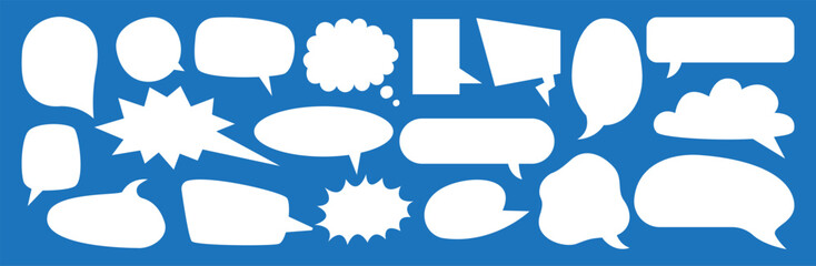 Speech Bubble set. Talk bubble. Blank empty vector white speech bubbles. Speak bubble text, cartoon chatting box, message box.  Cartoon balloon word design