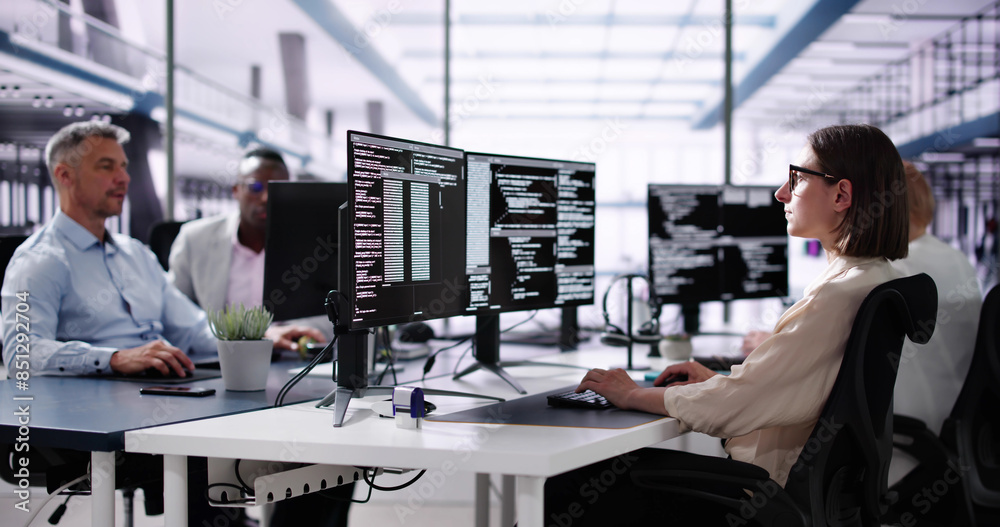 Poster Software Engineer Developer Using Desktop Computer