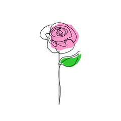 A sprig of rose buds in simple line technique sketch style. Isolated on light green square background. For quote illustrations, articles, designs, social media and wallpapers. Vector Illustration