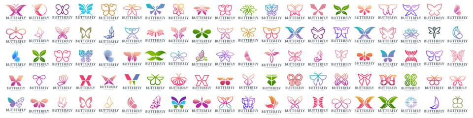 set of creative abstract butterfly logo design. Vector illustration