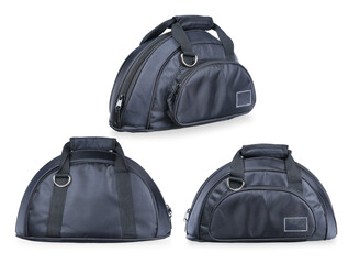 Naklejka premium Carry black bag isolated on white background