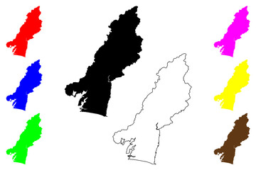 Hamamatsu City (State of Japan, island country, Shizuoka Prefecture) map vector illustration, scribble sketch City of Hamamatsu map