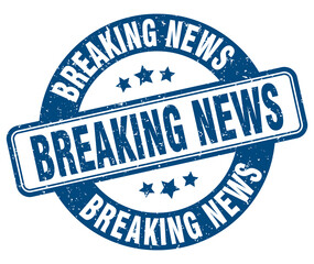 Fototapeta premium breaking news stamp. breaking news label. round grunge sign