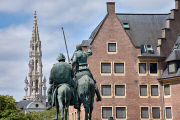 Fototapeta premium Don Quixote Monument in the Spanish Steps, Brussels, Belgium
