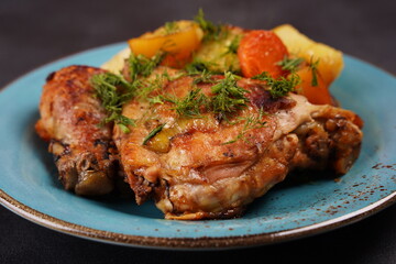 Roasted potato and carrot with lemon, garlic, spicy dressing
