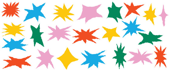 
Set of jagged irregular stars shape. Cut out of paper for collages. Grunge elements for design. Vector illustration. isolated on a white background. 