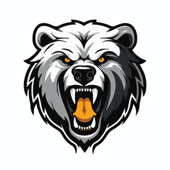 angry grizzly bear head vector art illustration isolated on white background