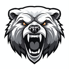 angry grizzly bear head vector art illustration isolated on white background