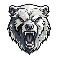 angry grizzly bear head vector art illustration isolated on white background