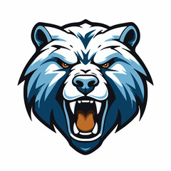 angry grizzly bear head vector art illustration isolated on white background