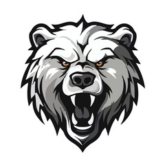 angry grizzly bear head vector art illustration isolated on white background