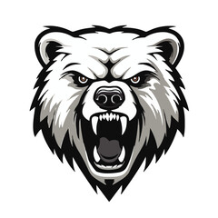 angry grizzly bear head vector art illustration isolated on white background