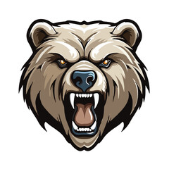 angry grizzly bear head vector art illustration isolated on white background