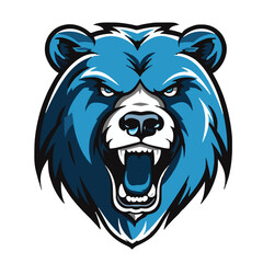 angry grizzly bear head vector art illustration isolated on white background