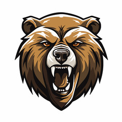 angry grizzly bear head vector art illustration isolated on white background