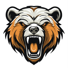 angry grizzly bear head vector art illustration isolated on white background