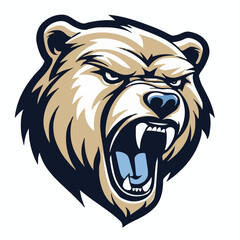 angry grizzly bear head vector art illustration isolated on white background