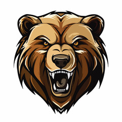 angry grizzly bear head vector art illustration isolated on white background