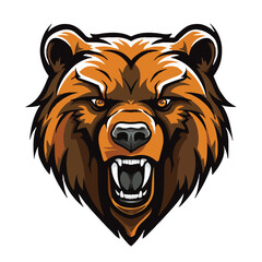 angry grizzly bear head vector art illustration isolated on white background