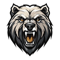 angry grizzly bear head vector art illustration isolated on white background