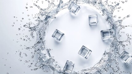 Ice Cubes Making Water Splash