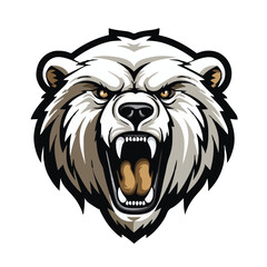 angry grizzly bear head vector art illustration isolated on white background