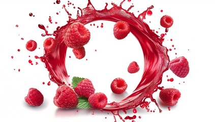 Raspberries Splashing into Water