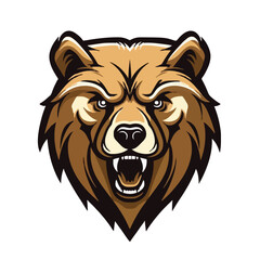 angry grizzly bear head vector art illustration isolated on white background