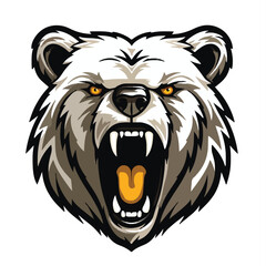 angry grizzly bear head vector art illustration isolated on white background